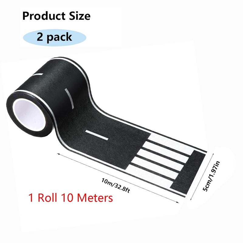 HMPBEFU 2 Pack Black Roadway Track Tape, 65.6ft Road Tape for Toy Cars, Sticks to Flat Surfaces, No Residue - Image 2